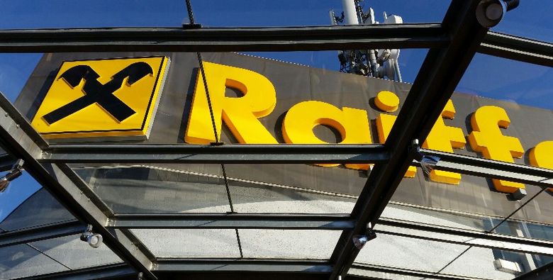 Raiffeisen branch — signage and glass roof